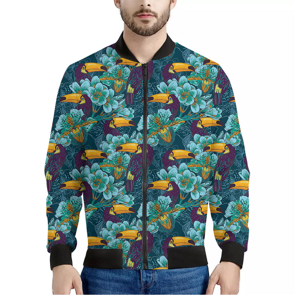 Vintage Toucan Pattern Print Men's Bomber Jacket