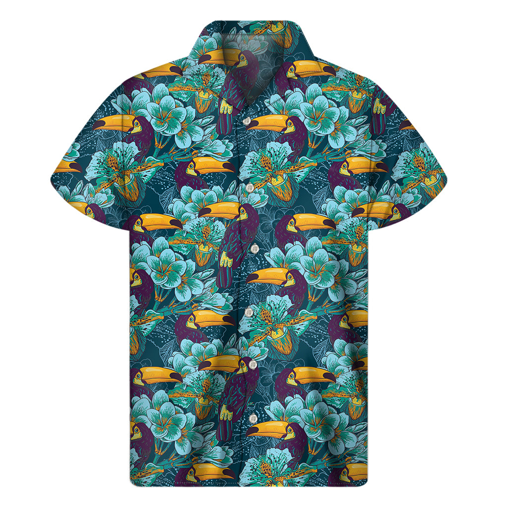 Vintage Toucan Pattern Print Men's Short Sleeve Shirt