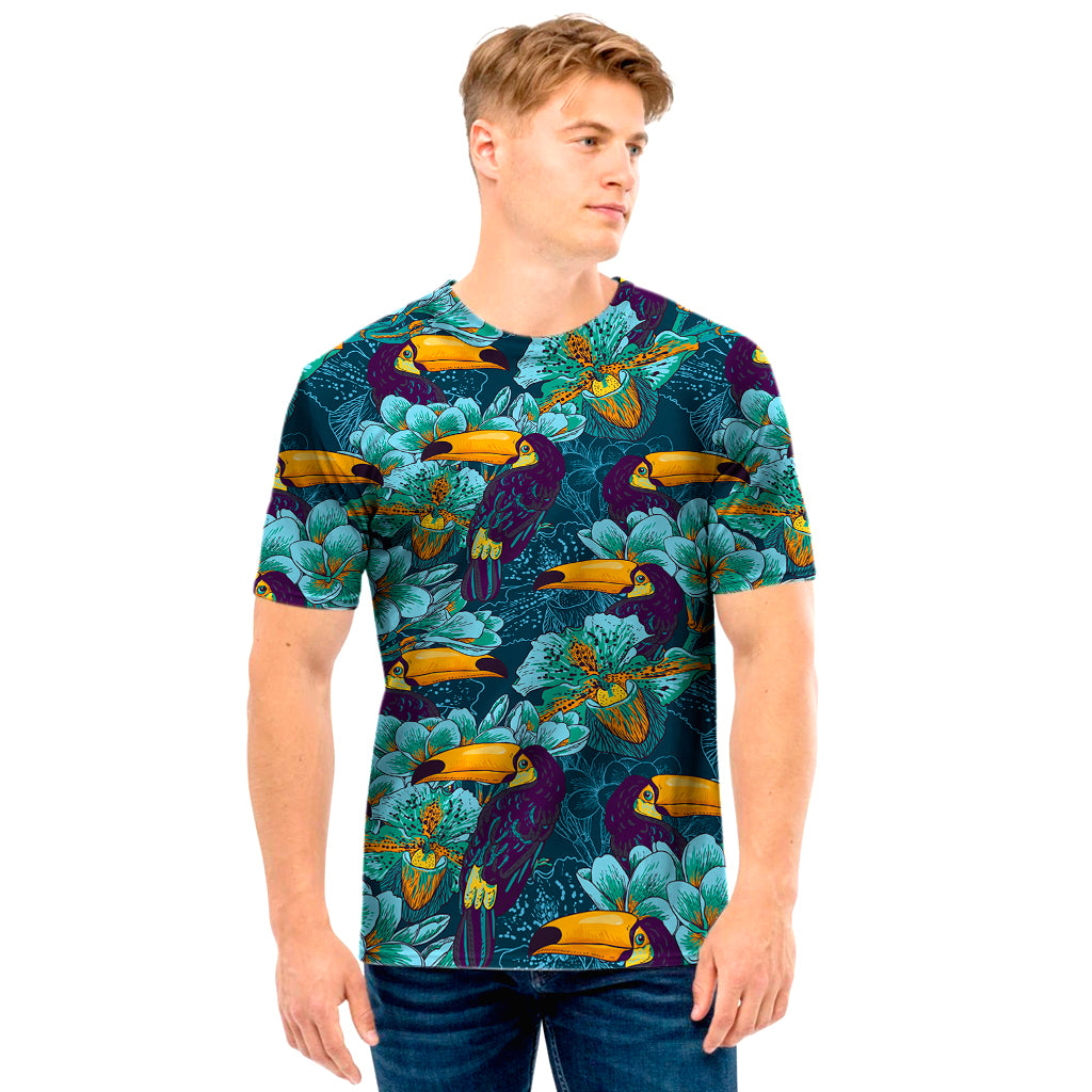 Vintage Toucan Pattern Print Men's T-Shirt