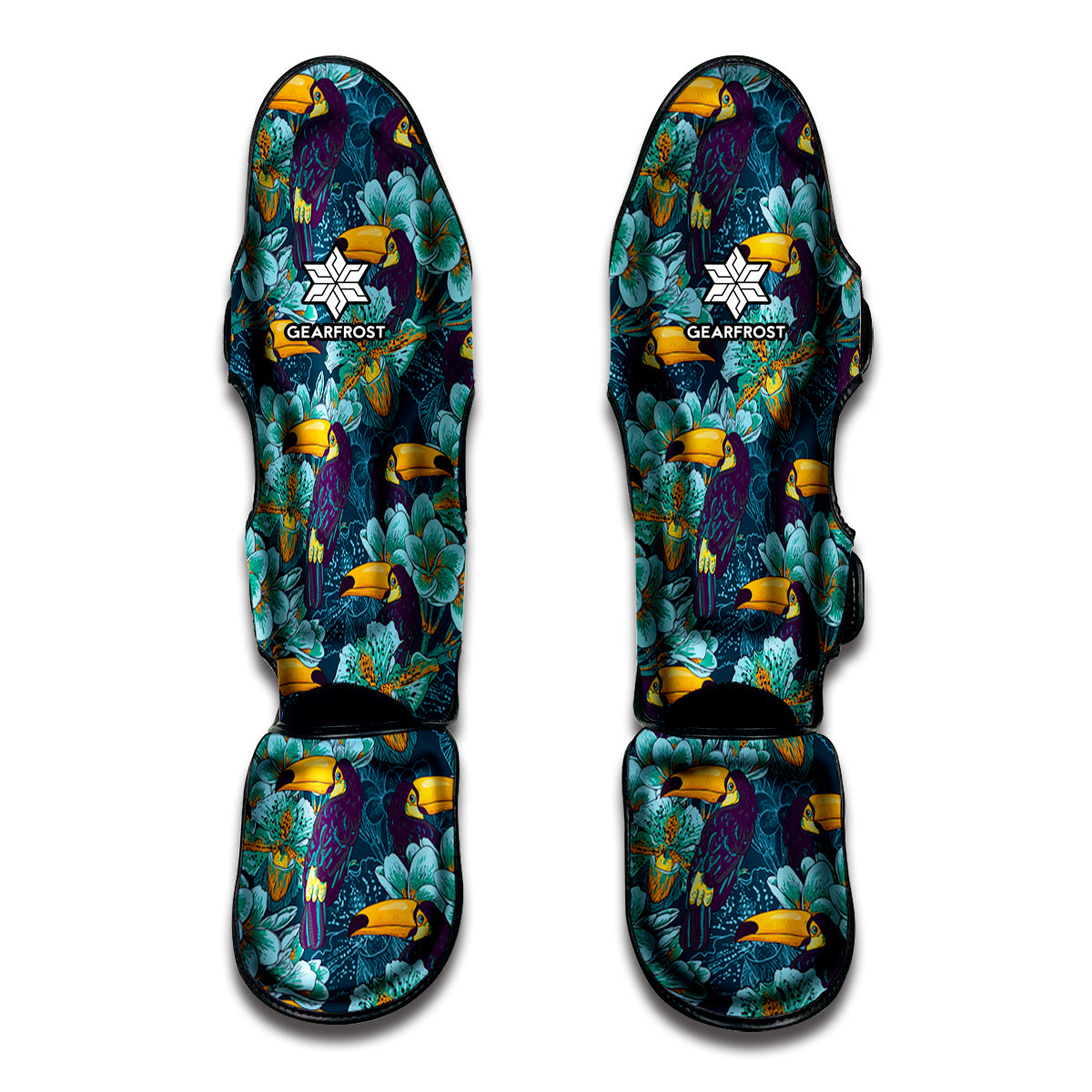 Vintage Toucan Pattern Print Muay Thai Shin Guards