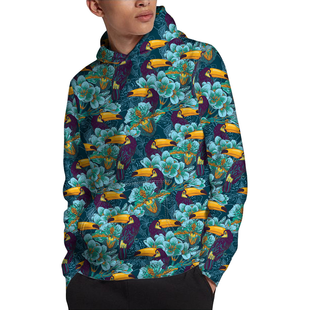 Vintage Toucan Pattern Print Pullover Hoodie