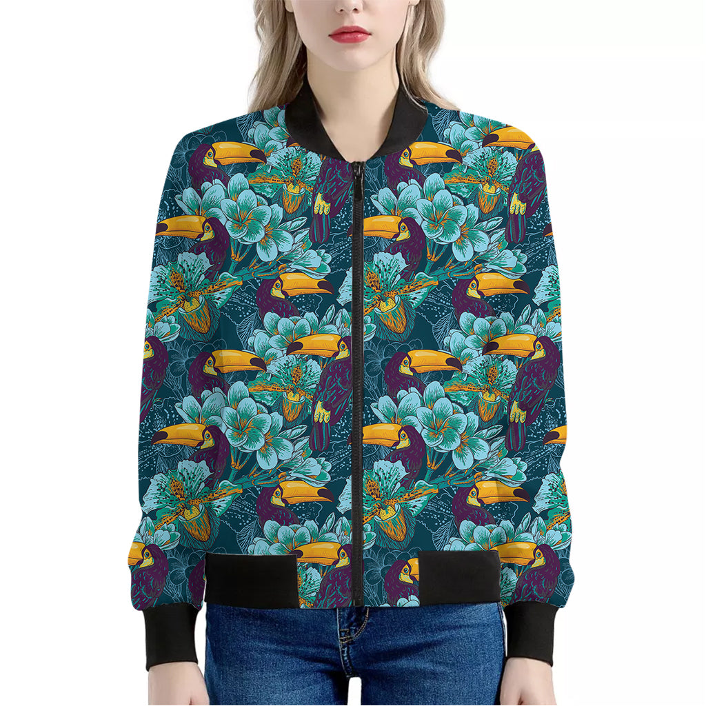 Vintage Toucan Pattern Print Women's Bomber Jacket