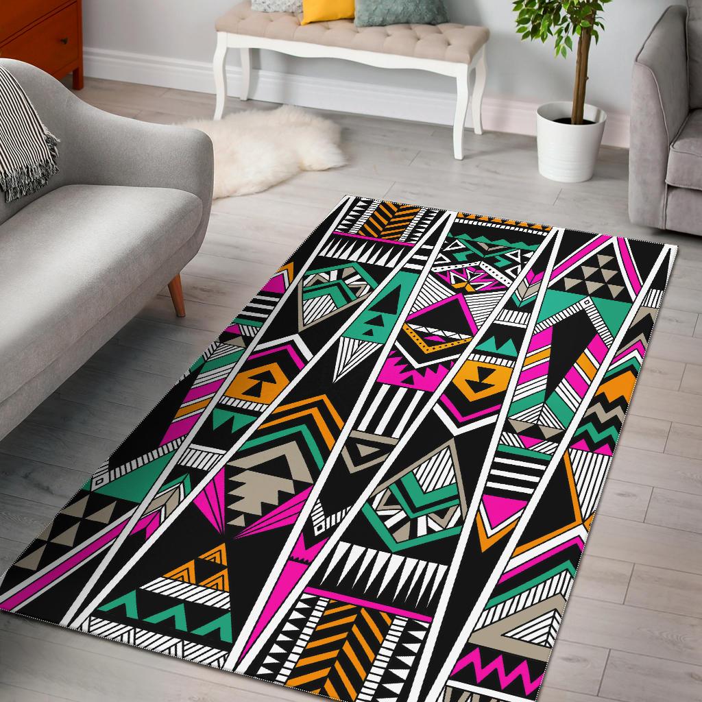 Vintage Tribal Aztec Pattern Print Area Rug