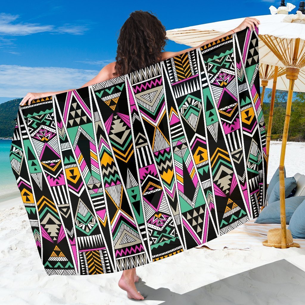 Vintage Tribal Aztec Pattern Print Beach Sarong Wrap