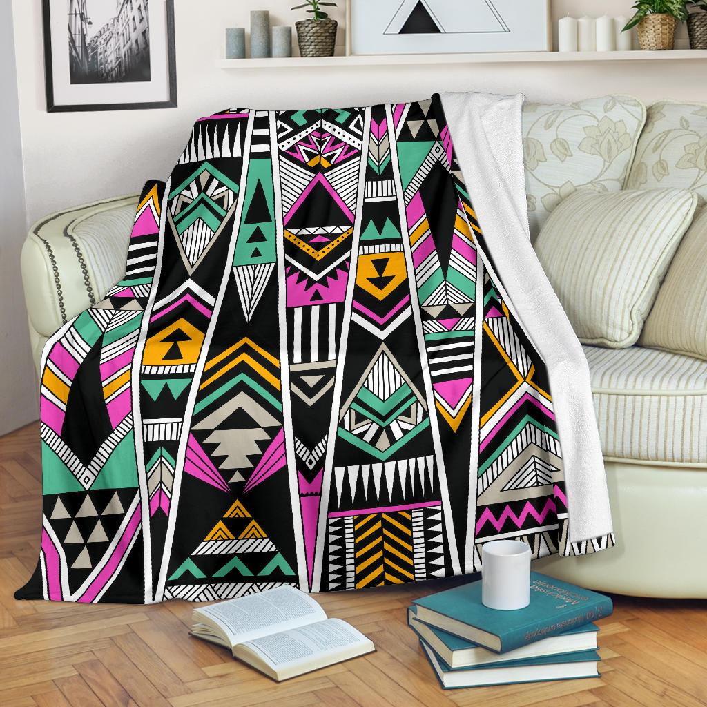 Vintage Tribal Aztec Pattern Print Blanket