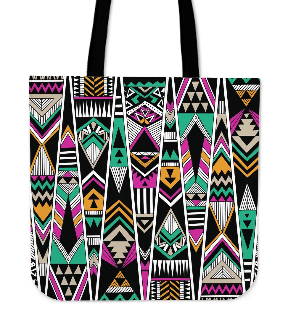 Vintage Tribal Aztec Pattern Print Canvas Tote Bag