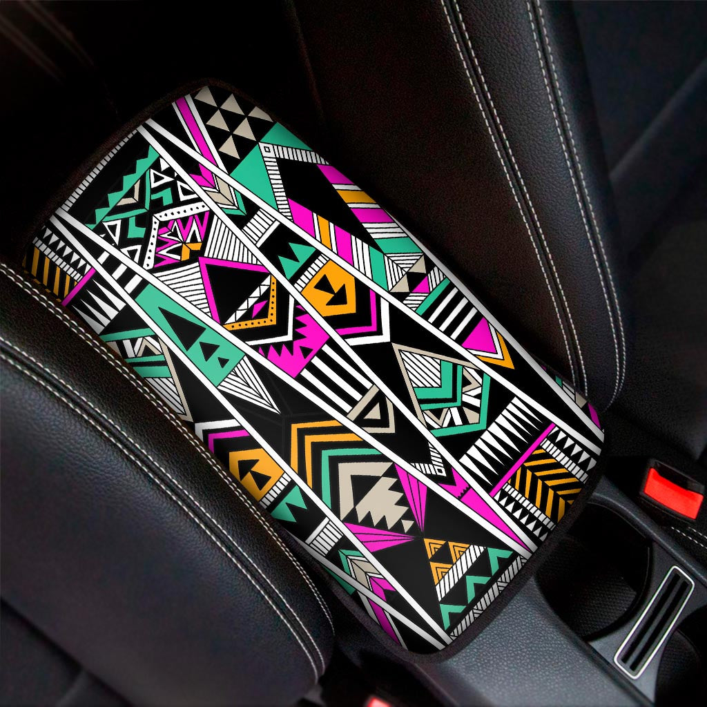 Vintage Tribal Aztec Pattern Print Car Center Console Cover