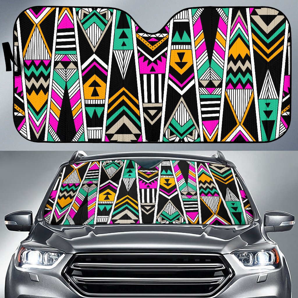 Vintage Tribal Aztec Pattern Print Car Sun Shade