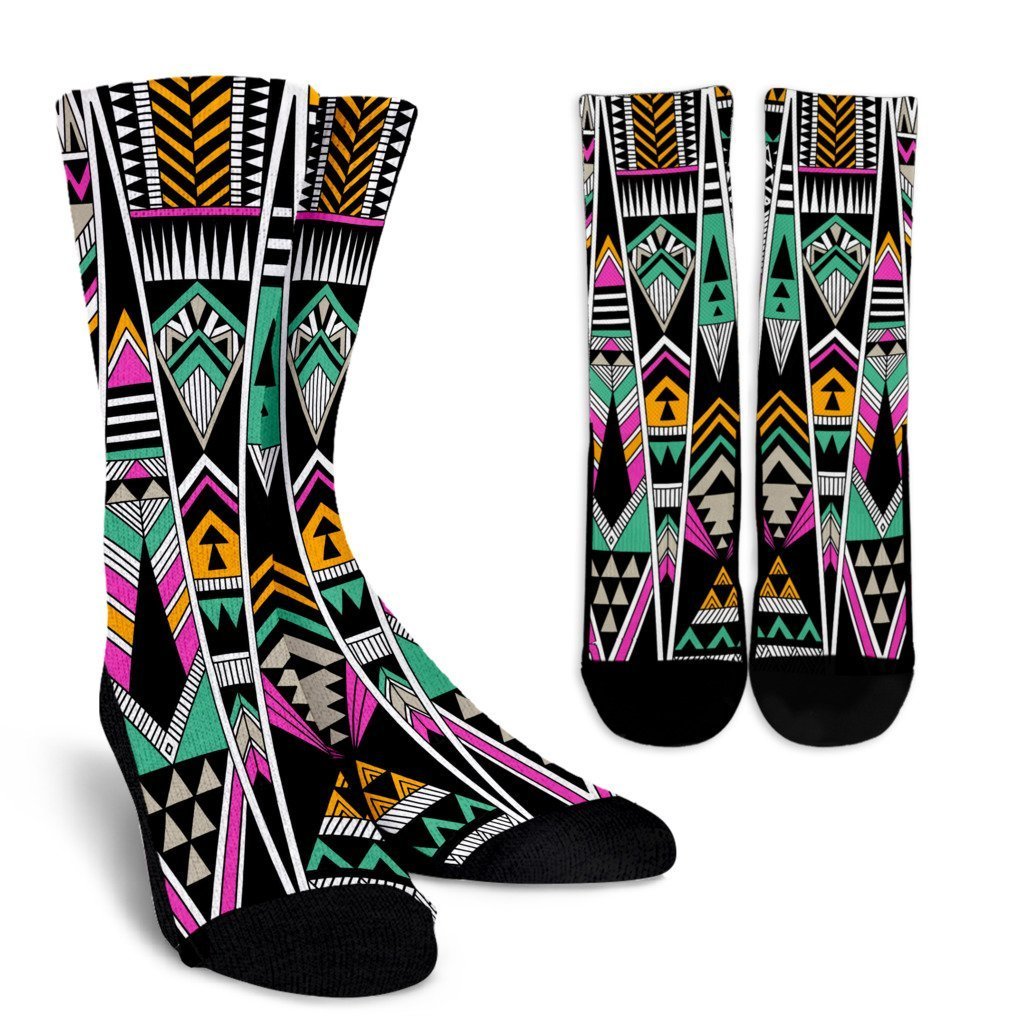 Vintage Tribal Aztec Pattern Print Crew Socks