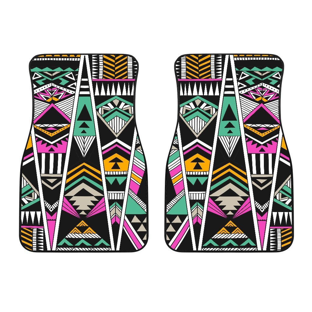 Vintage Tribal Aztec Pattern Print Front Car Floor Mats