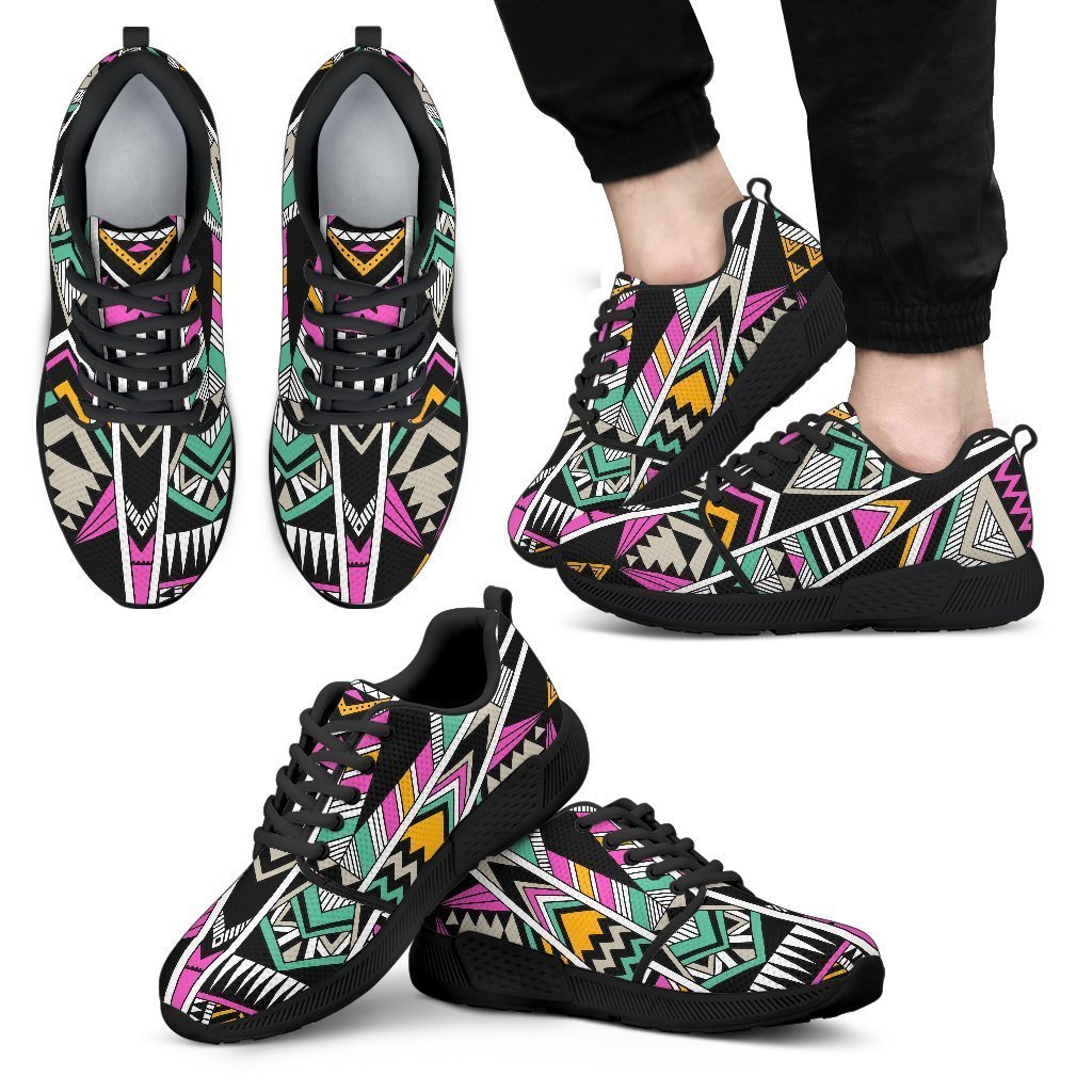 Vintage Tribal Aztec Pattern Print Men's Athletic Shoes