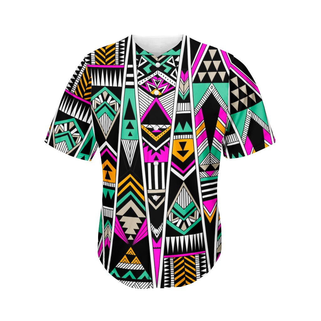 Vintage Tribal Aztec Pattern Print Men's Baseball Jersey