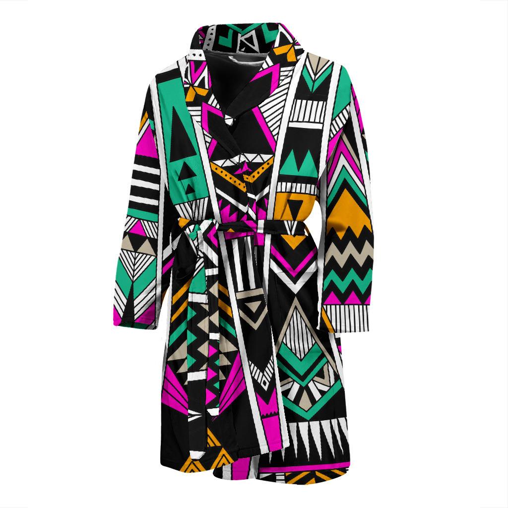 Vintage Tribal Aztec Pattern Print Men's Bathrobe