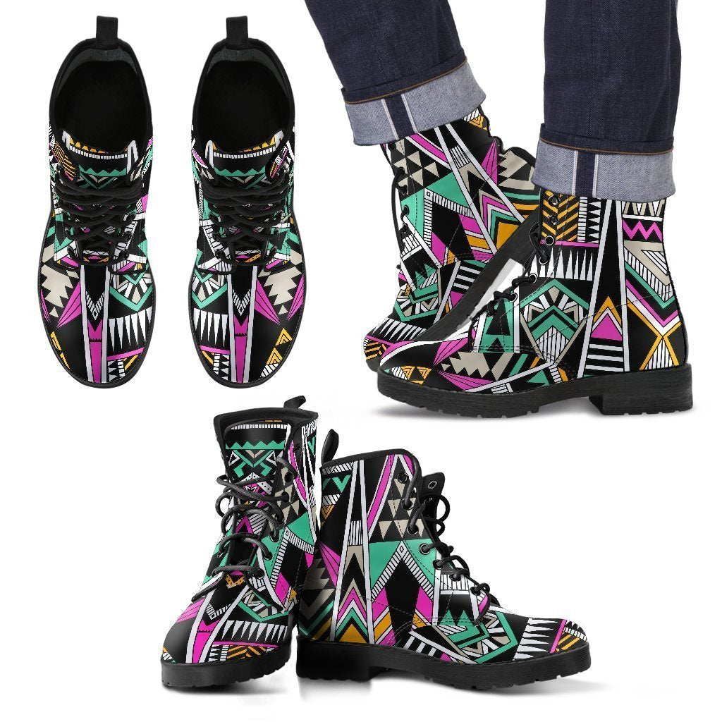 Vintage Tribal Aztec Pattern Print Men's Boots