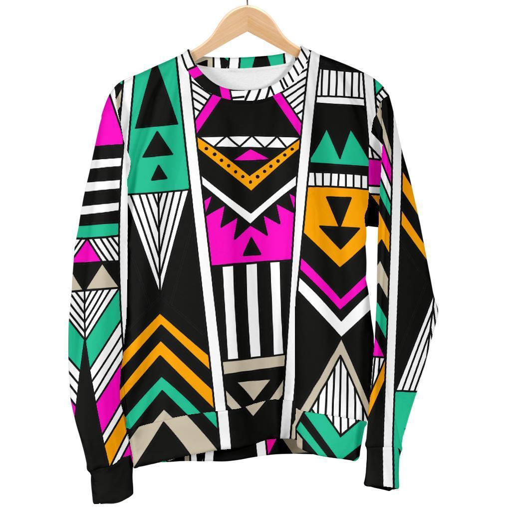 Vintage Tribal Aztec Pattern Print Men's Crewneck Sweatshirt