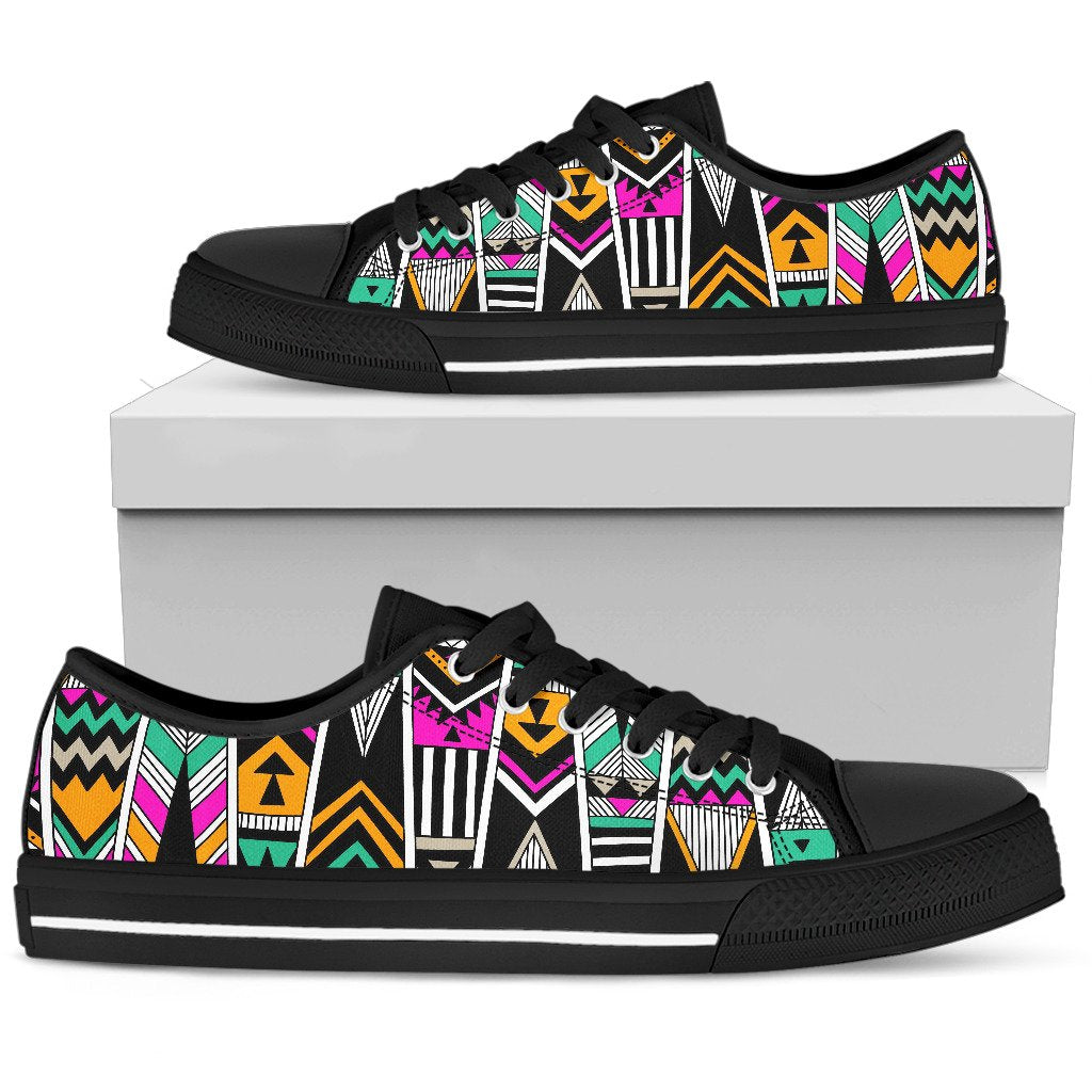 Vintage Tribal Aztec Pattern Print Men's Low Top Shoes