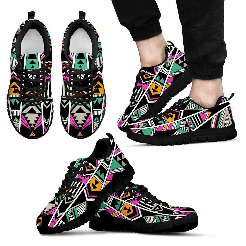 Vintage Tribal Aztec Pattern Print Men's Sneakers