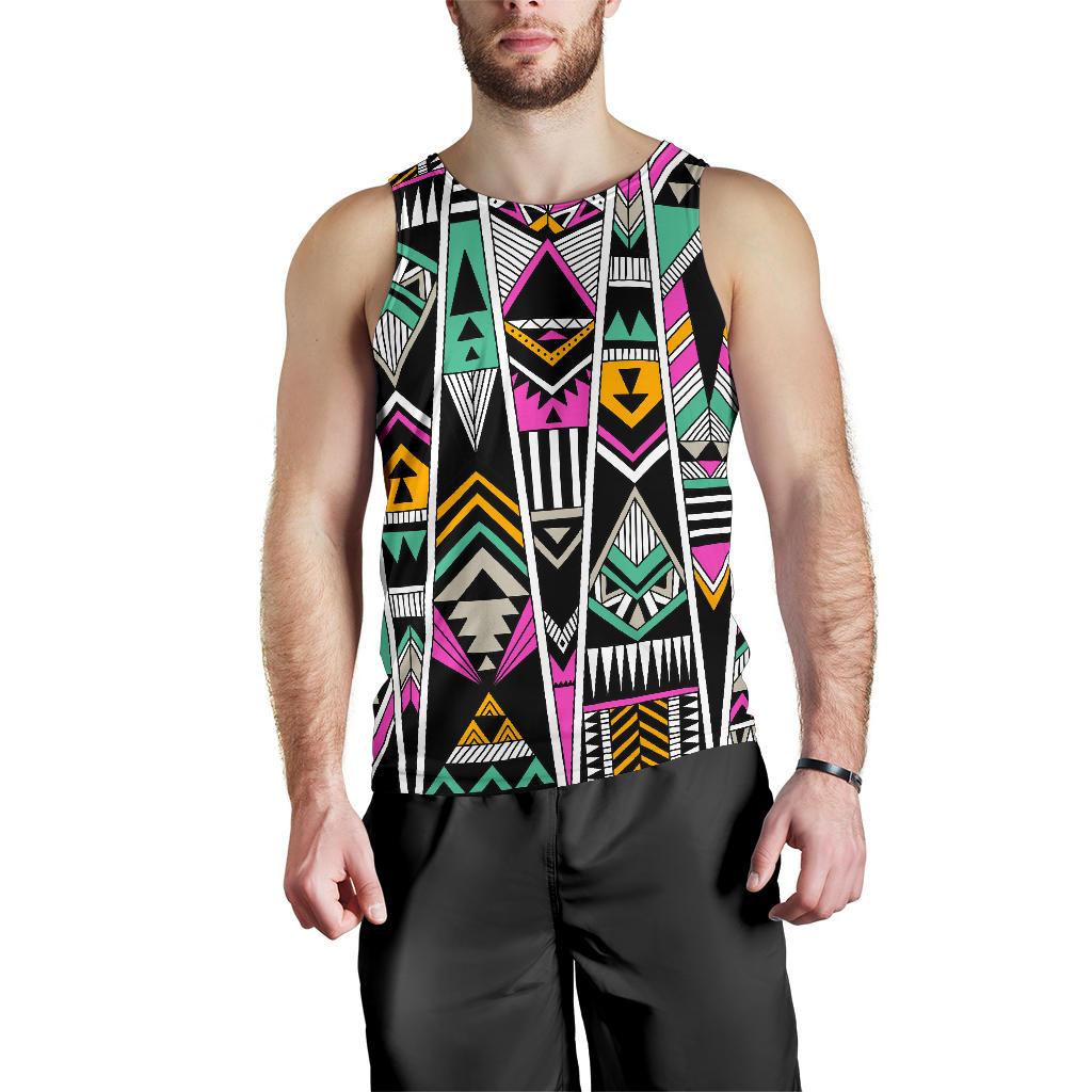 Vintage Tribal Aztec Pattern Print Men's Tank Top