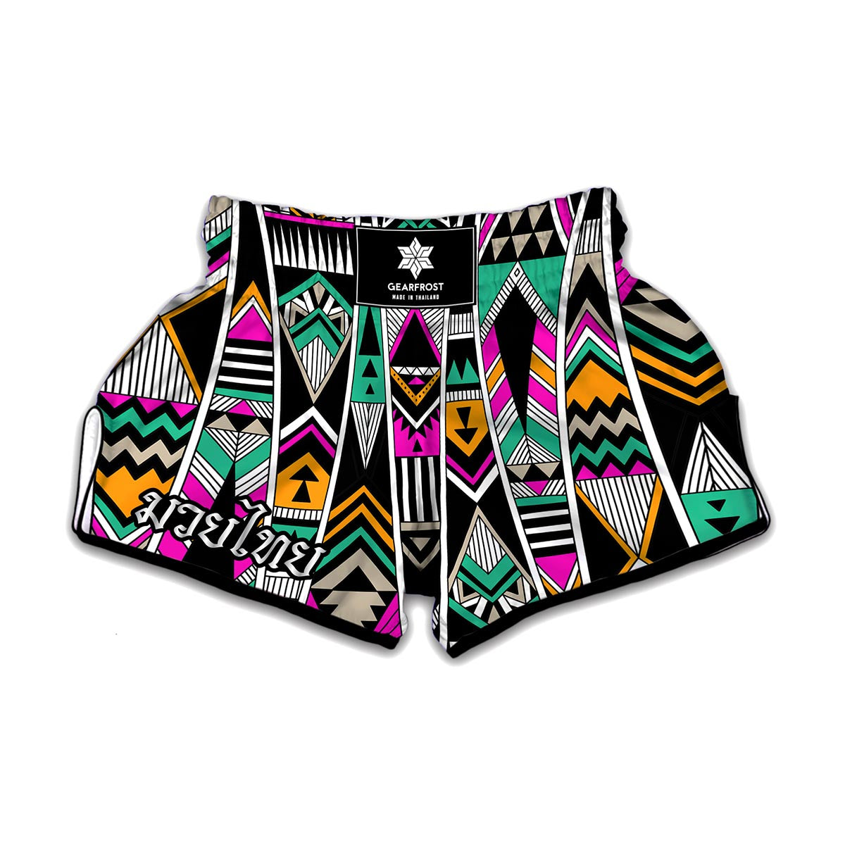 Vintage Tribal Aztec Pattern Print Muay Thai Boxing Shorts