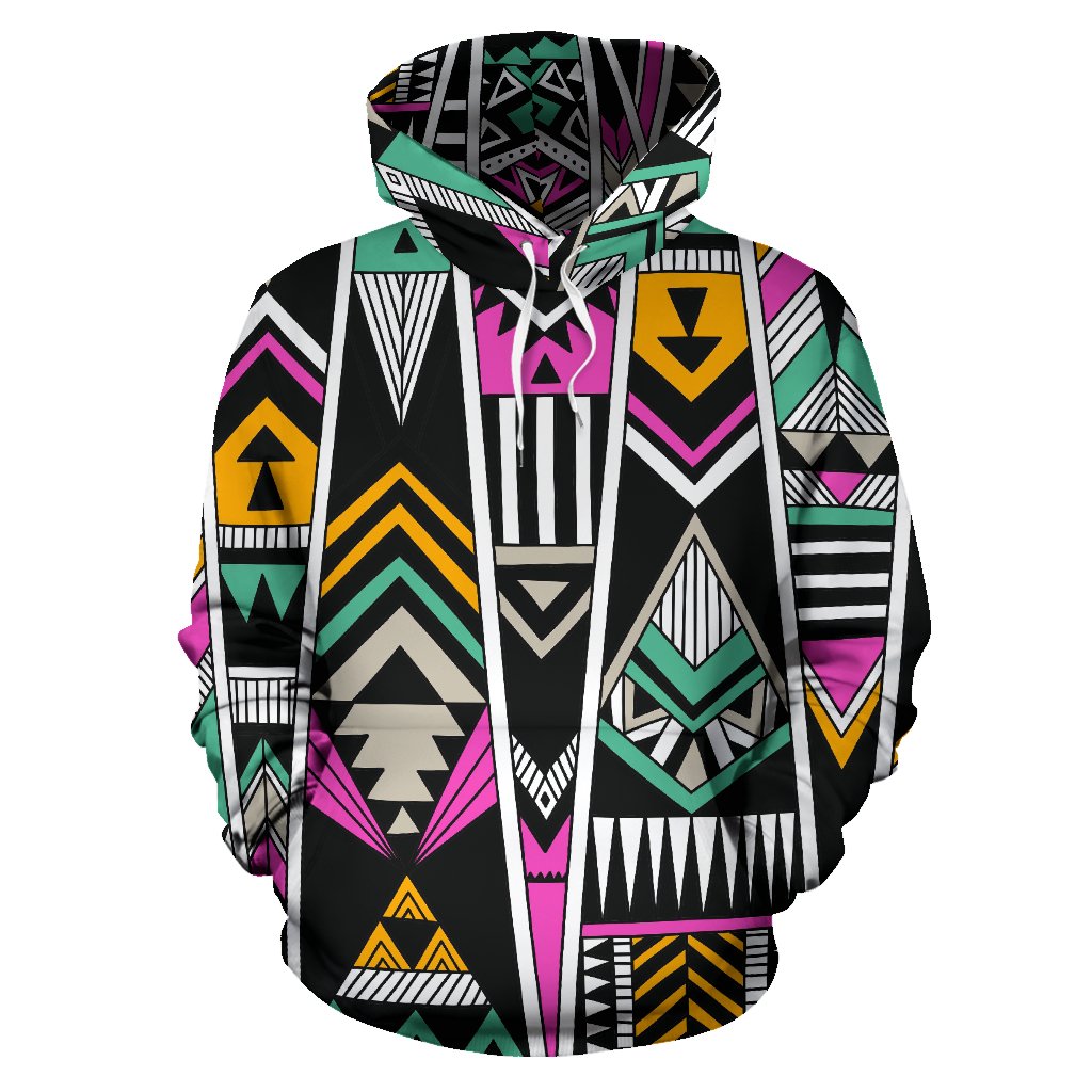 Vintage Tribal Aztec Pattern Print Pullover Hoodie