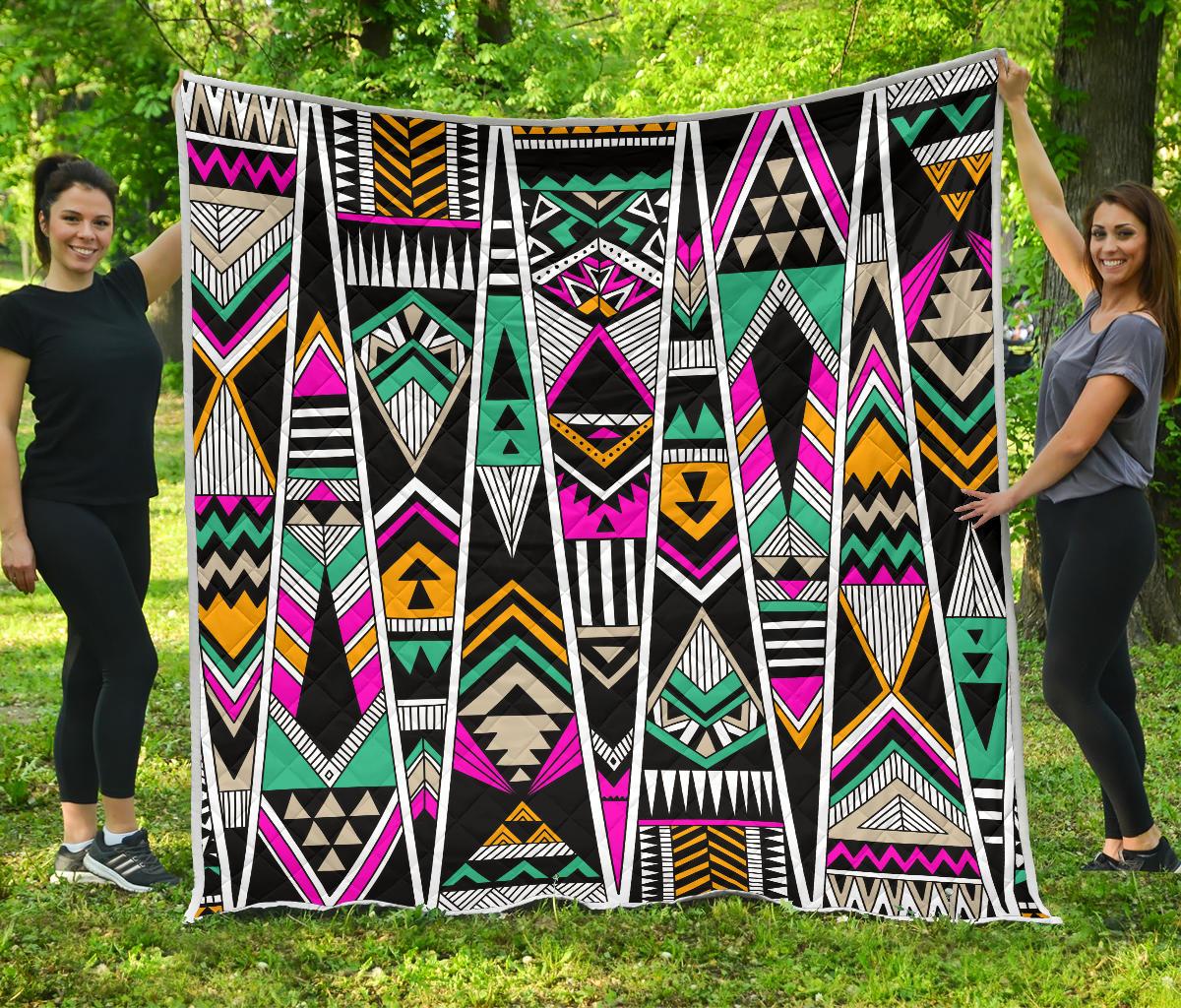 Vintage Tribal Aztec Pattern Print Quilt