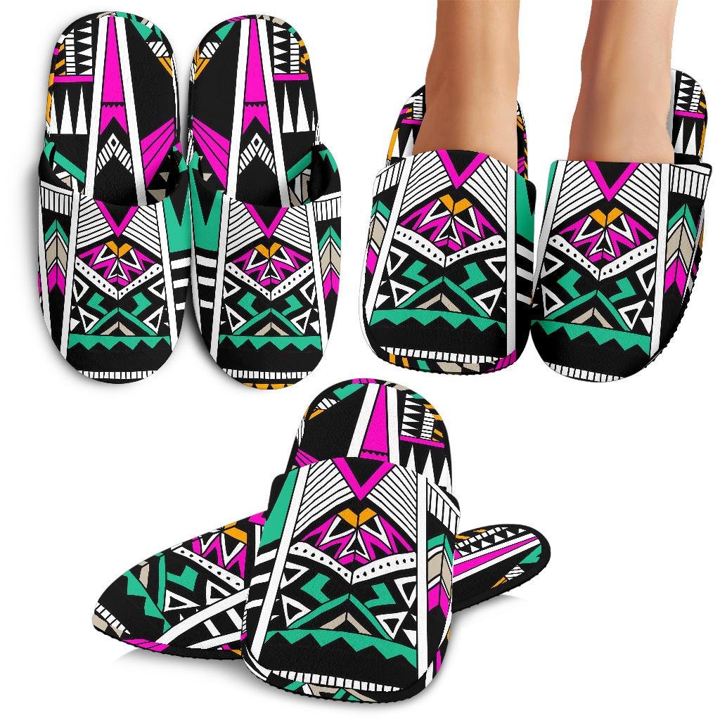 Vintage Tribal Aztec Pattern Print Slippers