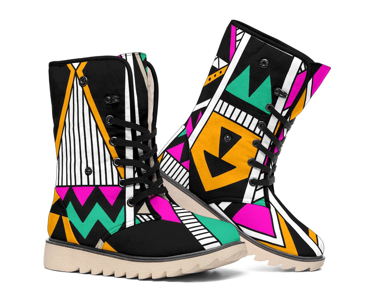 Vintage Tribal Aztec Pattern Print Winter Boots