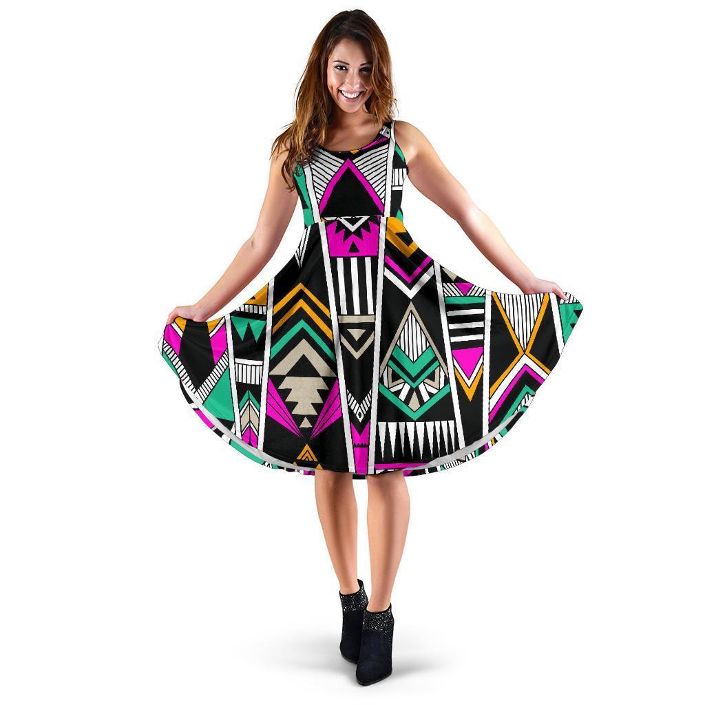 Vintage Tribal Aztec Pattern Print Women's Dress