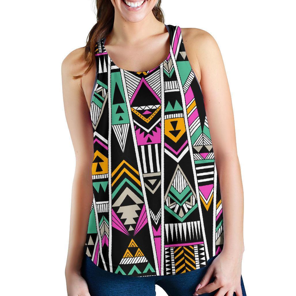 Vintage Tribal Aztec Pattern Print Women's Racerback Tank Top