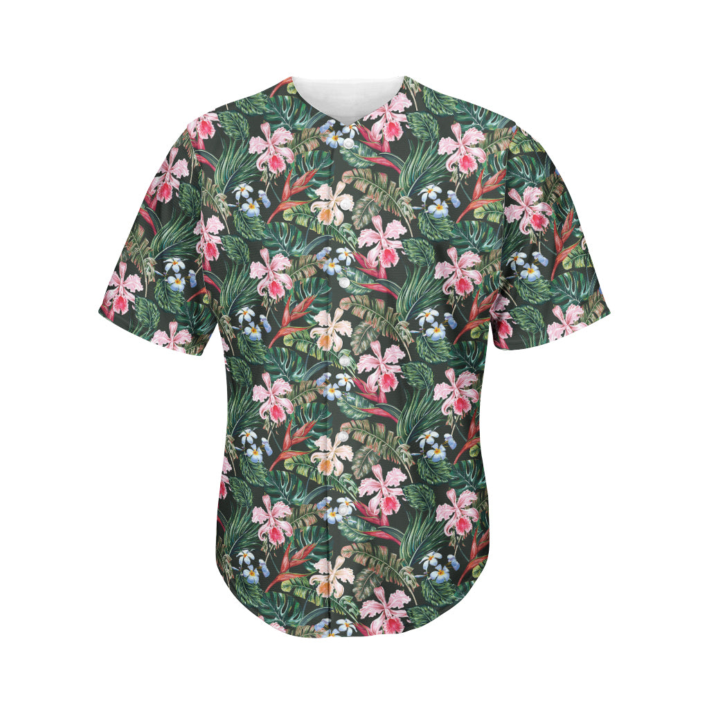 Vintage Tropical Exotic Hawaiian Print Men's Baseball Jersey