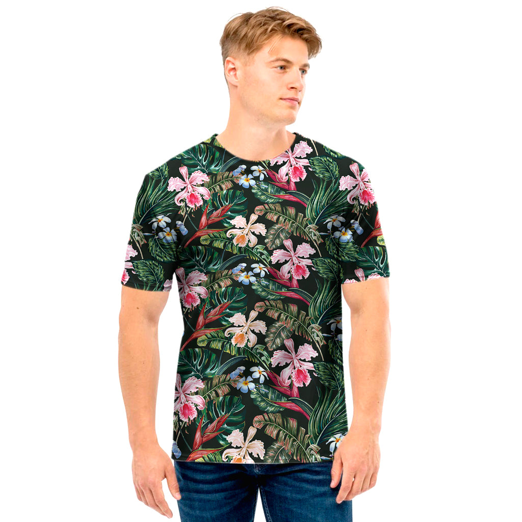 Vintage Tropical Exotic Hawaiian Print Men's T-Shirt