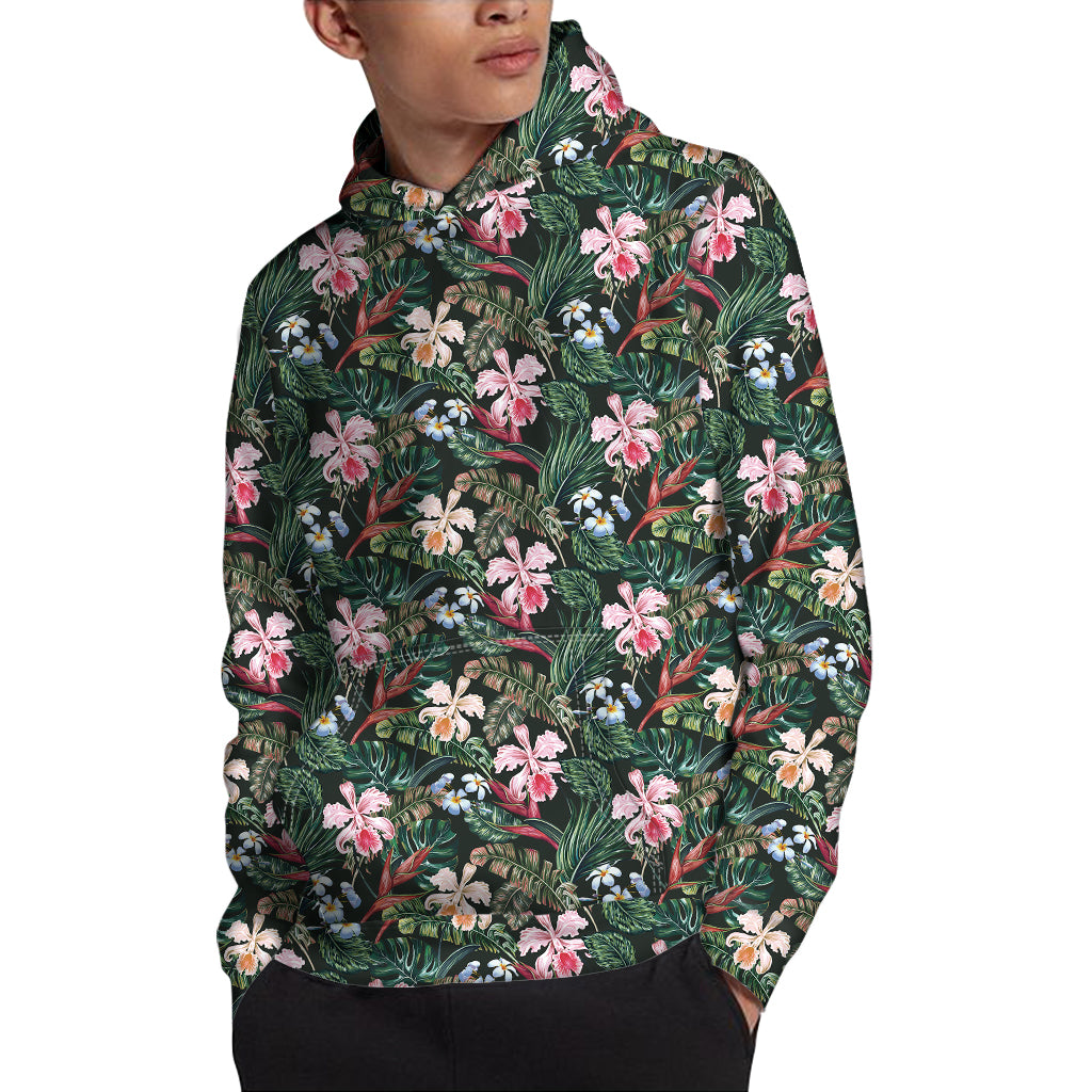 Vintage Tropical Exotic Hawaiian Print Pullover Hoodie