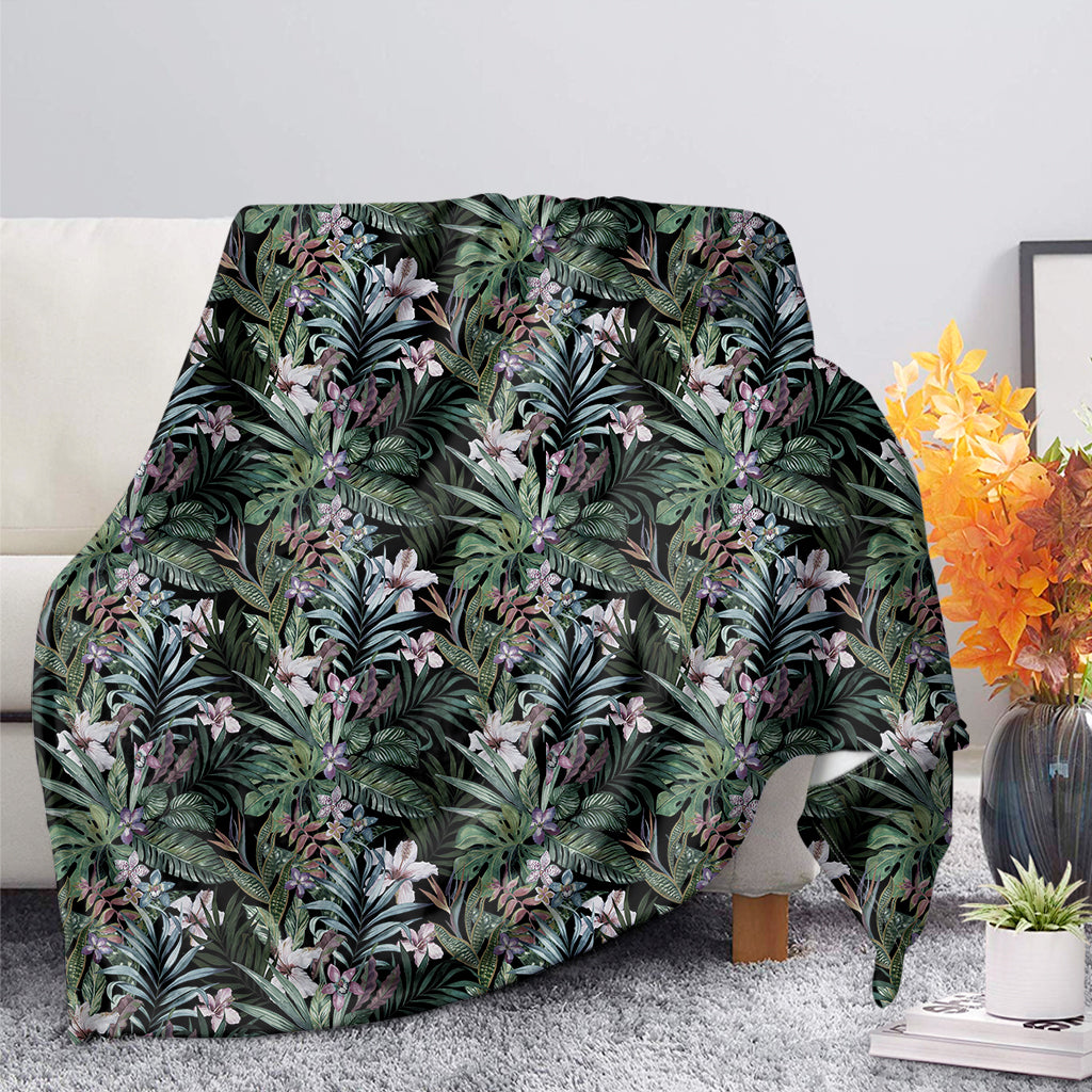 Vintage Tropical Floral Print Blanket