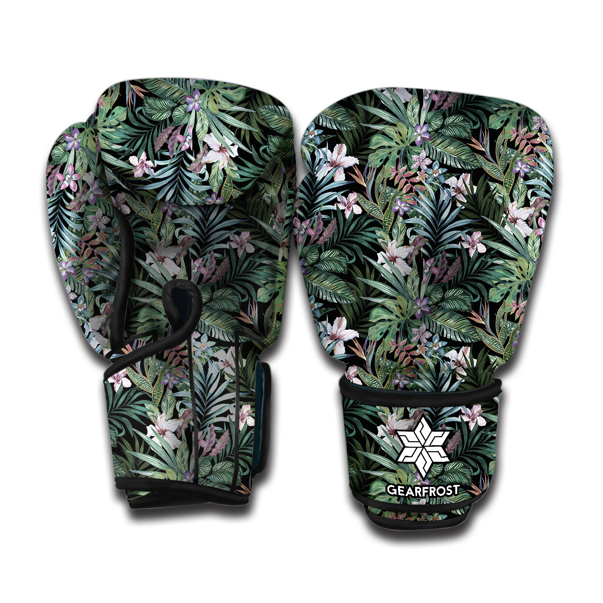 Vintage Tropical Floral Print Boxing Gloves