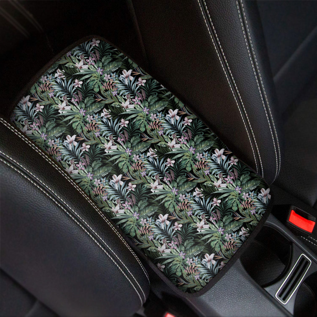 Vintage Tropical Floral Print Car Center Console Cover