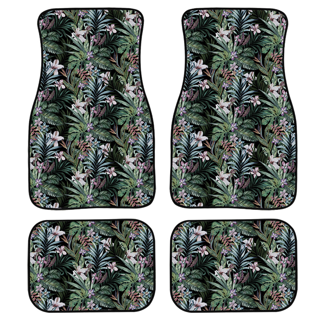 Vintage Tropical Floral Print Front and Back Car Floor Mats