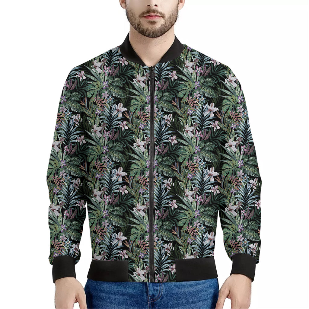 Vintage Tropical Floral Print Men's Bomber Jacket