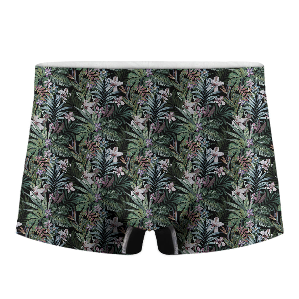 Vintage Tropical Floral Print Men's Boxer Briefs