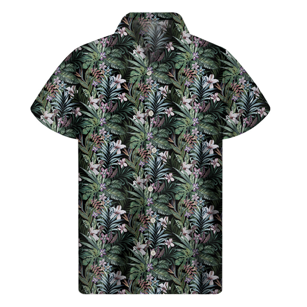 Vintage Tropical Floral Print Men's Short Sleeve Shirt