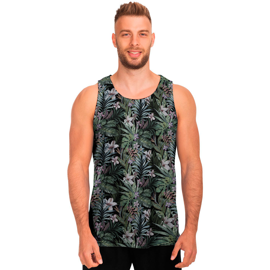 Vintage Tropical Floral Print Men's Tank Top