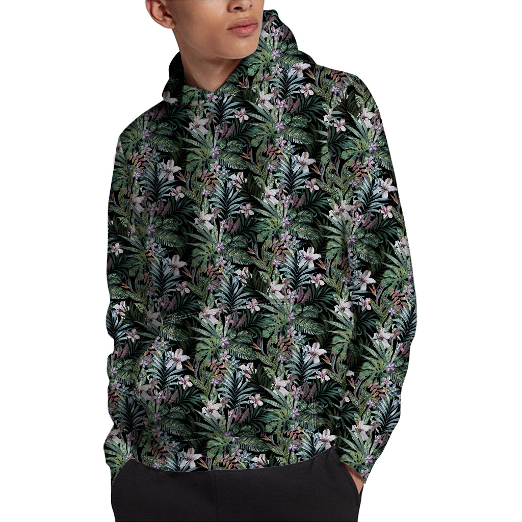 Vintage Tropical Floral Print Pullover Hoodie