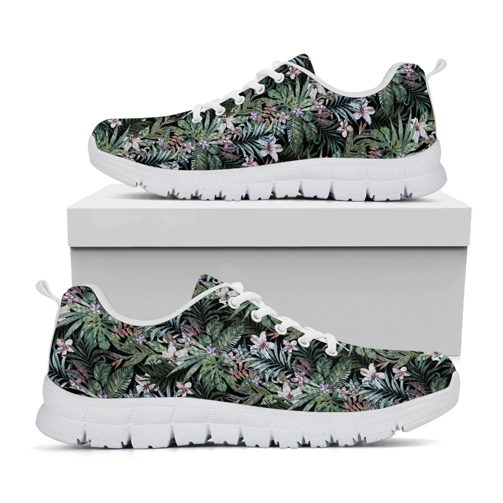 Vintage Tropical Floral Print White Sneakers