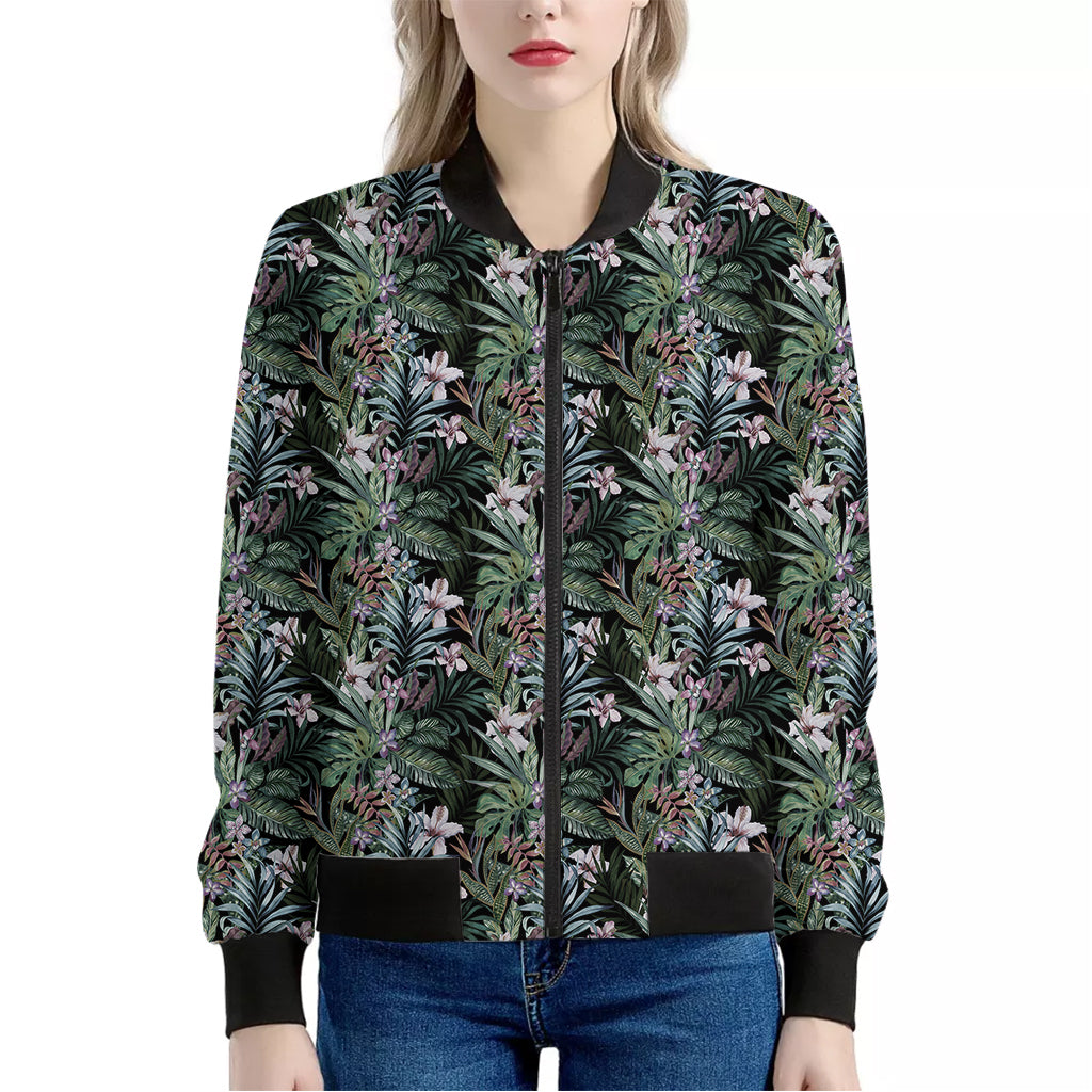 Vintage Tropical Floral Print Women's Bomber Jacket