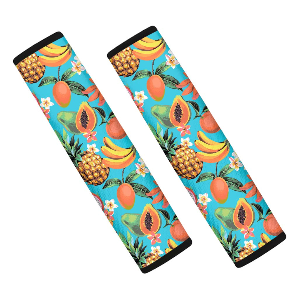 Vintage Tropical Fruits Pattern Print Car Seat Belt Covers