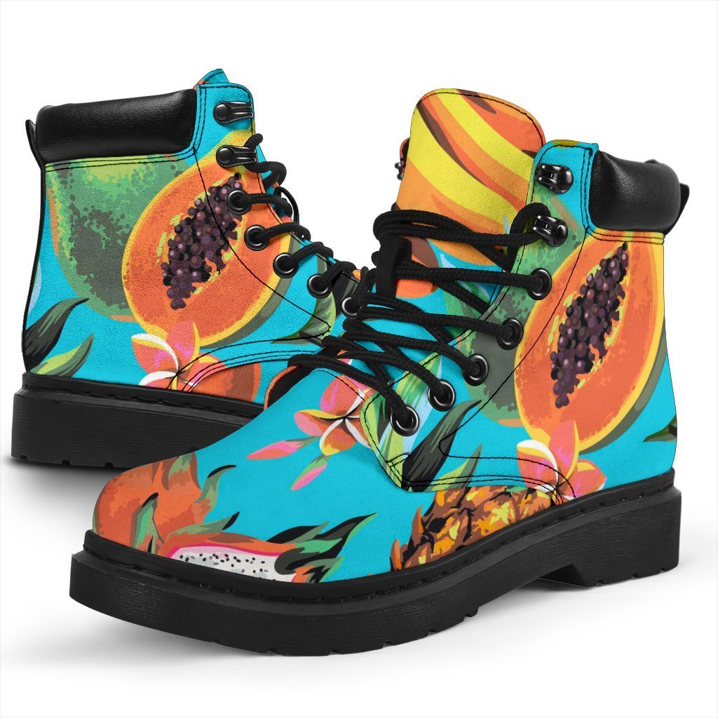 Vintage Tropical Fruits Pattern Print Classic Boots