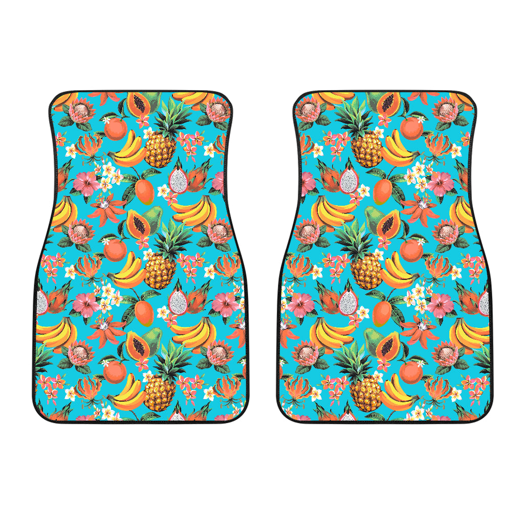 Vintage Tropical Fruits Pattern Print Front Car Floor Mats