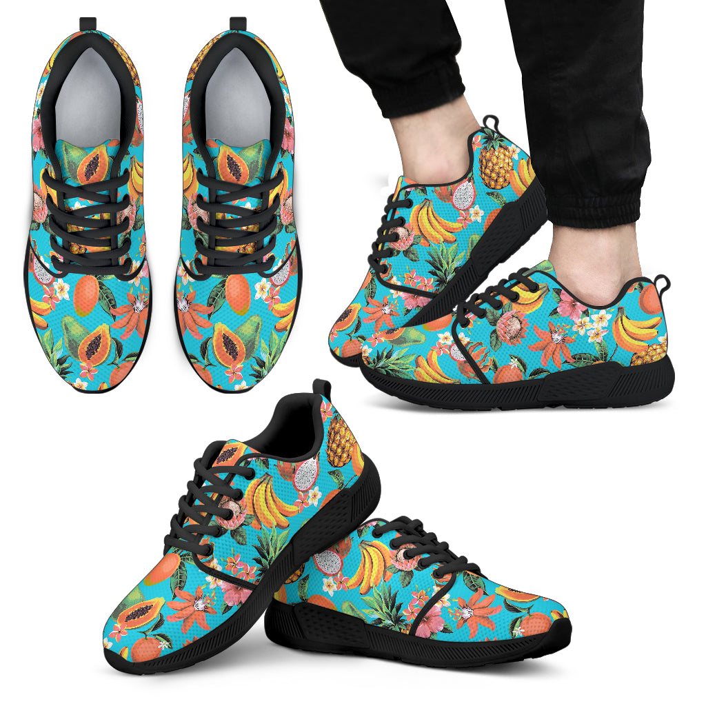 Vintage Tropical Fruits Pattern Print Men's Athletic Shoes