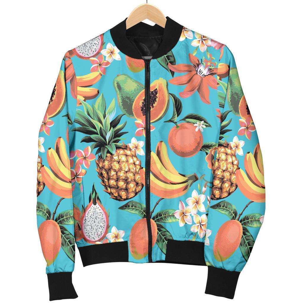 Vintage Tropical Fruits Pattern Print Men's Bomber Jacket