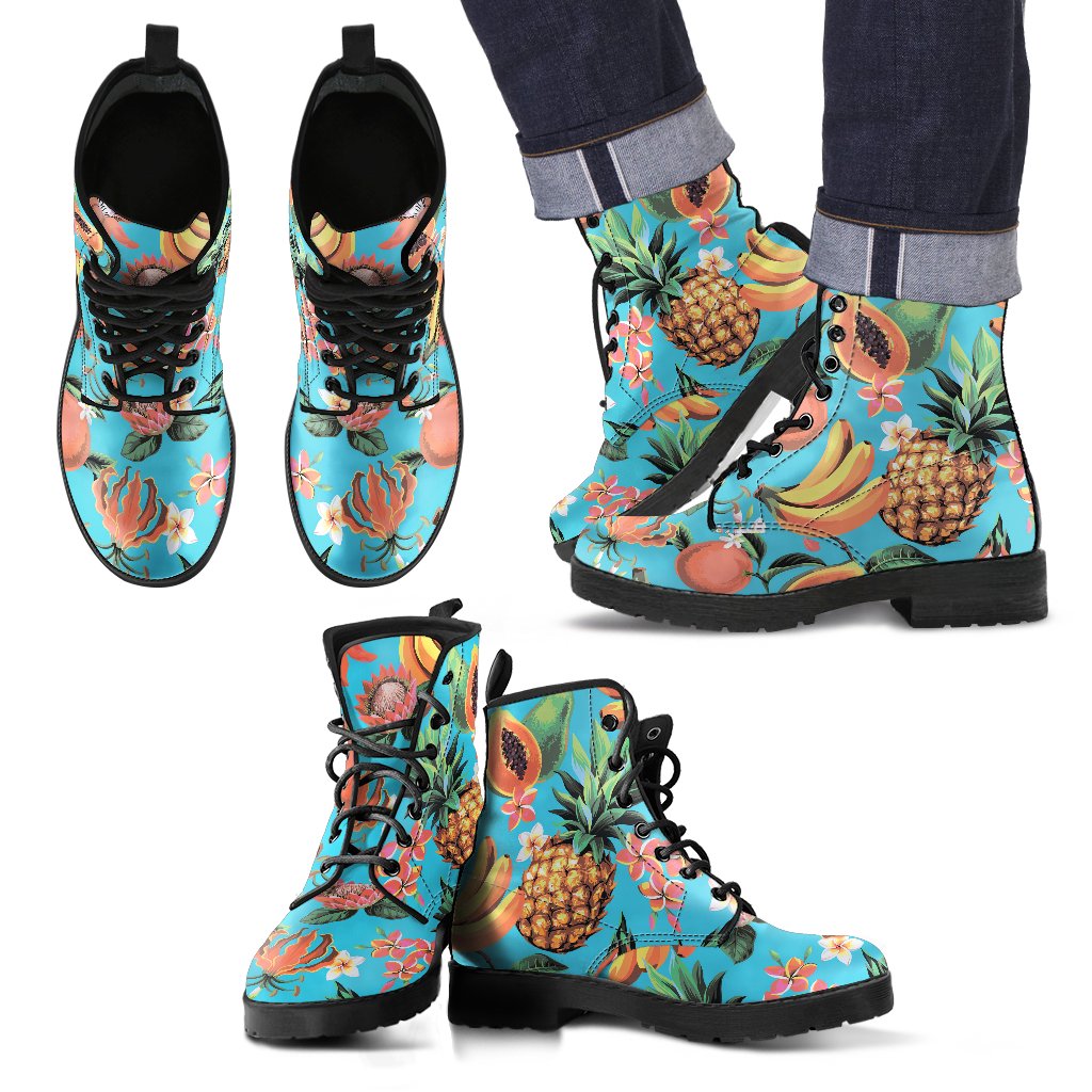 Vintage Tropical Fruits Pattern Print Men's Boots