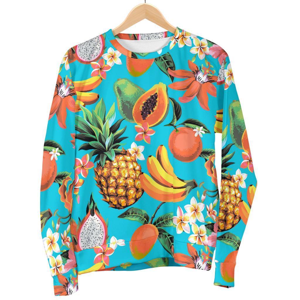 Vintage Tropical Fruits Pattern Print Men's Crewneck Sweatshirt